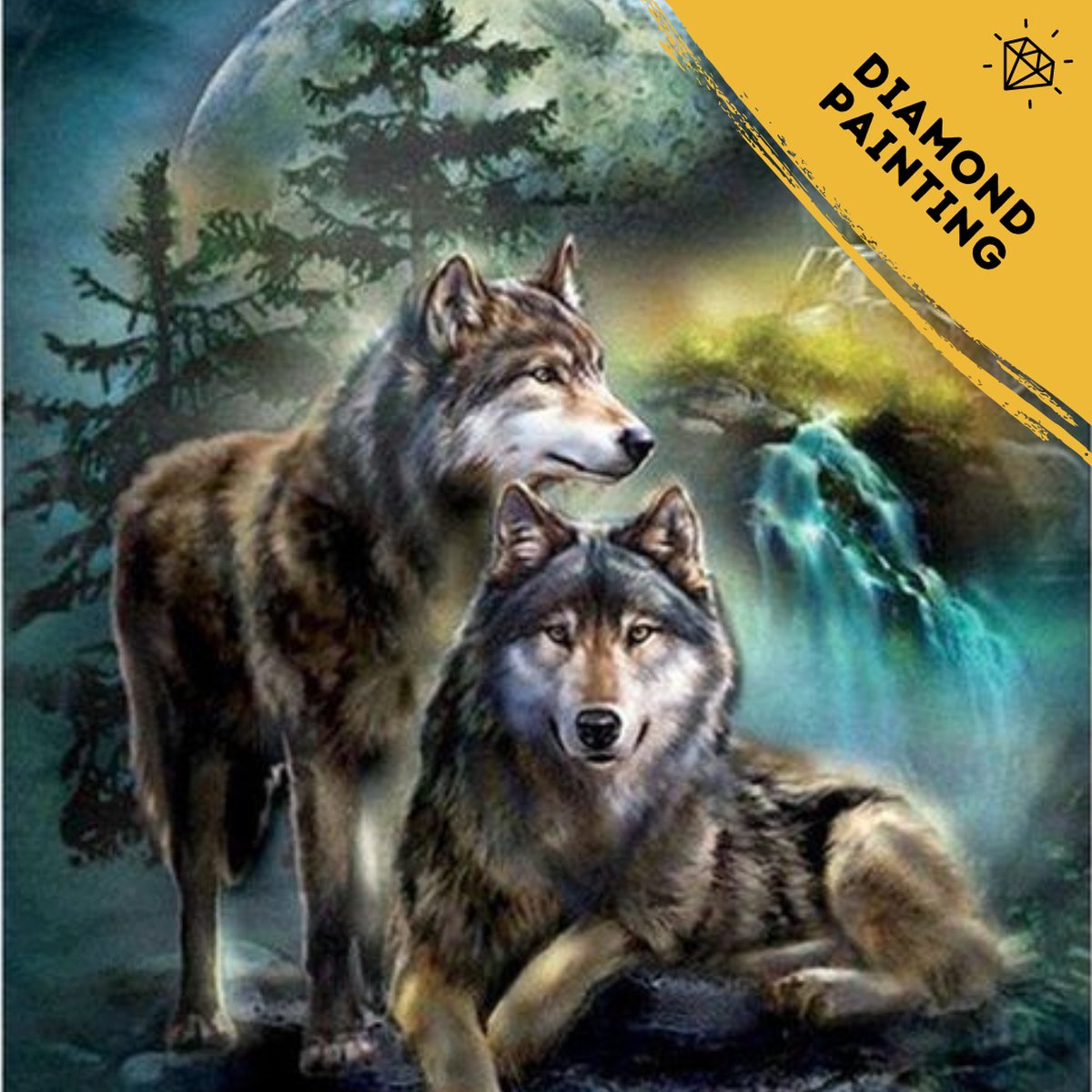 De Hobby Planeet | Diamond Painting Wolven 30x40cm - Diamond Painting Dieren - Diamond Painting Volwassenen - Diamond Painting Kinderen - Diamond Painting Pakket Volledig - Vierkante steentjes